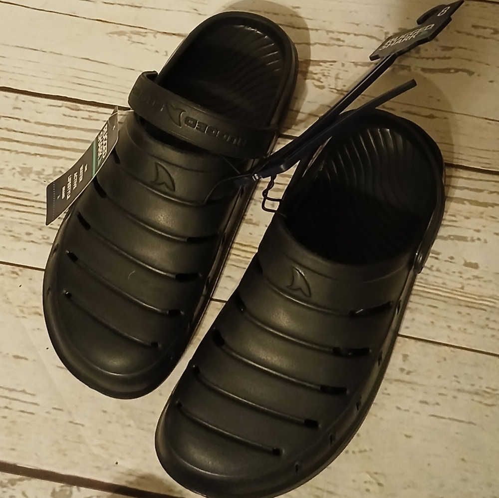 Rugged Shark Men's Black Slide EVA Floatable Clogs Size 8